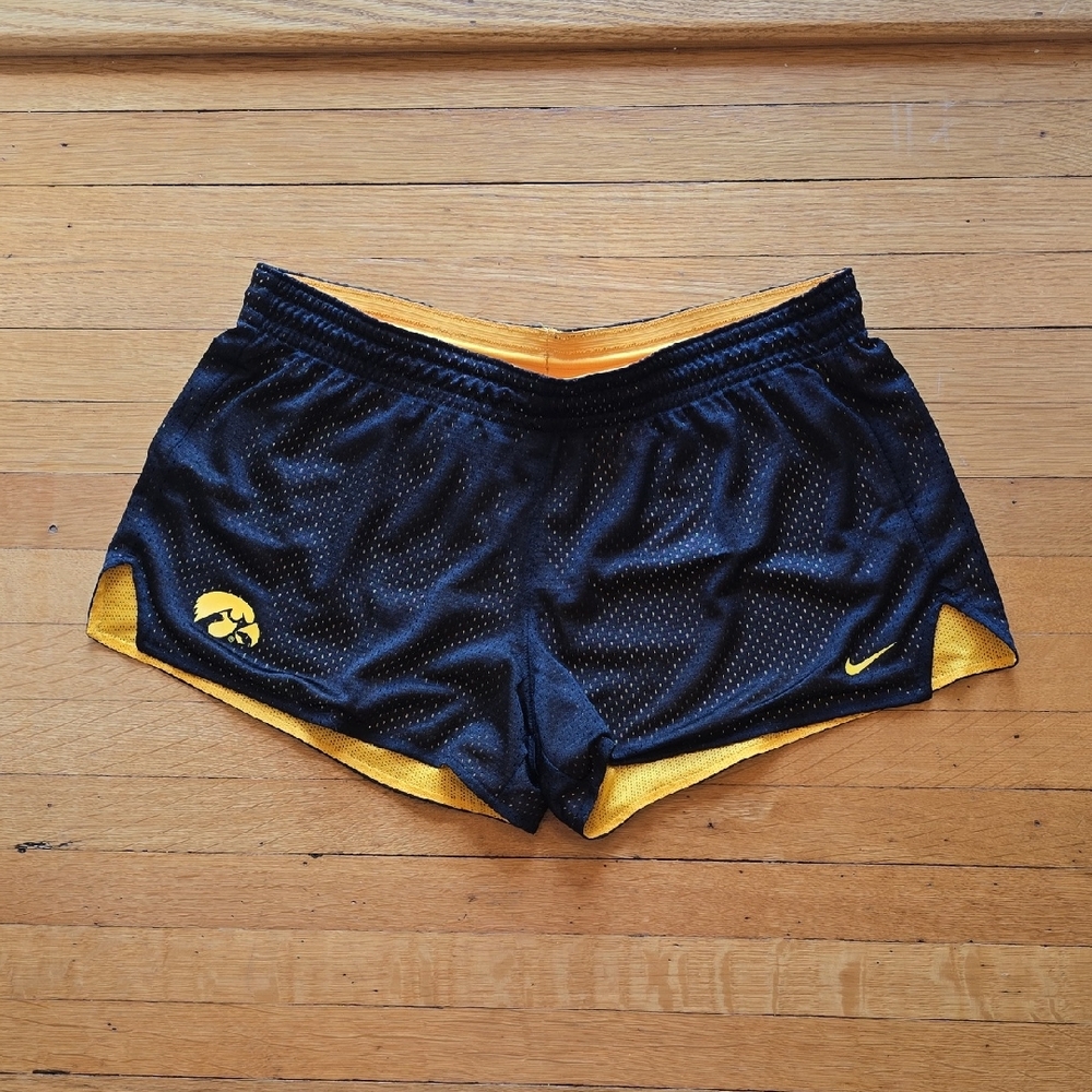 Nike, University of Iowa, Dri-FIT Mesh Reversible Shorts, Black & Gold, EUC, L